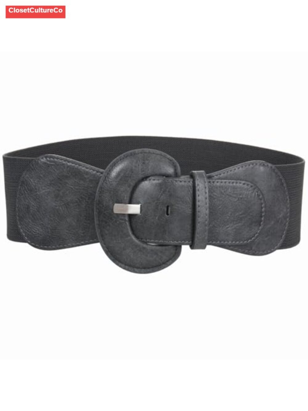 Wide Elastic Stretch Belt for Women Faux Leather Hook & Eye Dress Belt